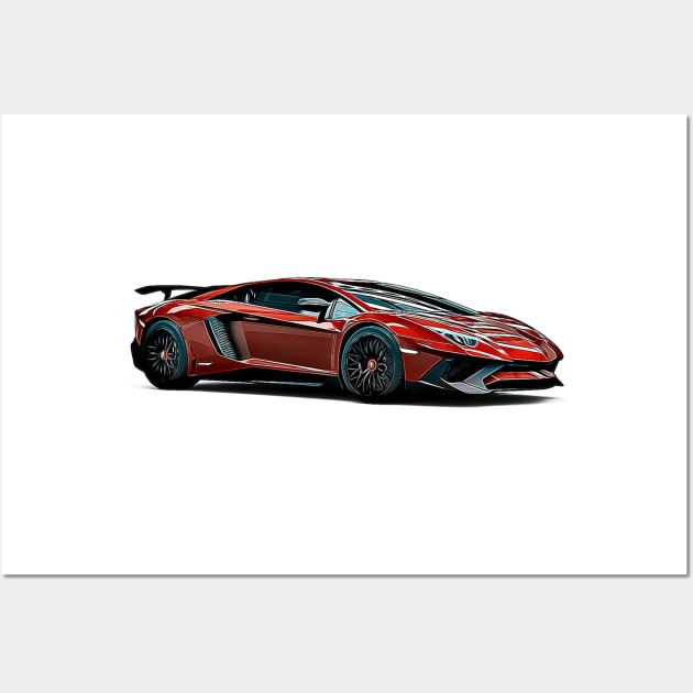 Aventador SV Cartoon Wall Art by Auto-Prints